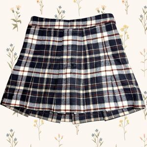 NWT Plaid Mini Skirt Navy Cream Brown School Girl Pleated H&M Size 4